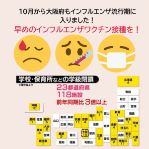 １０月に入って大阪府もインフルエンザ流行期に！のアイキャッチ画像